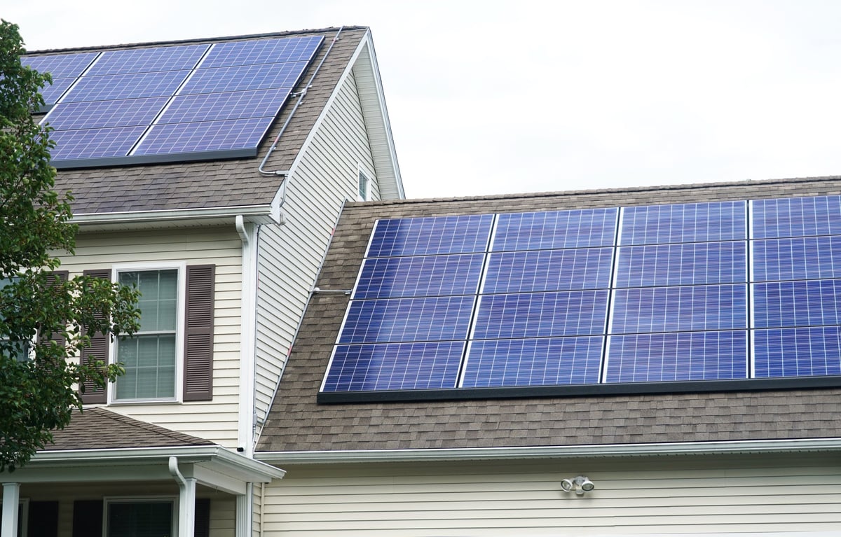 Solar panel installed on the house roof