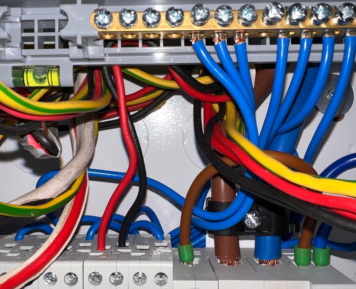 Electrical wiring work, installing a new consumer unit contains RCD, MCB and surge protection